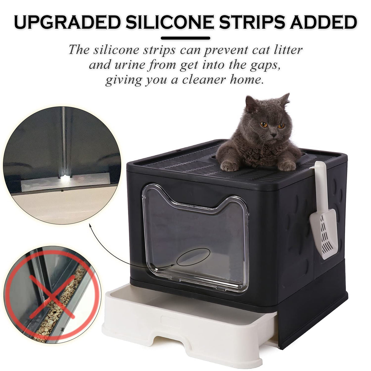 Foldable Large Cat Litter Box with Lid M219144