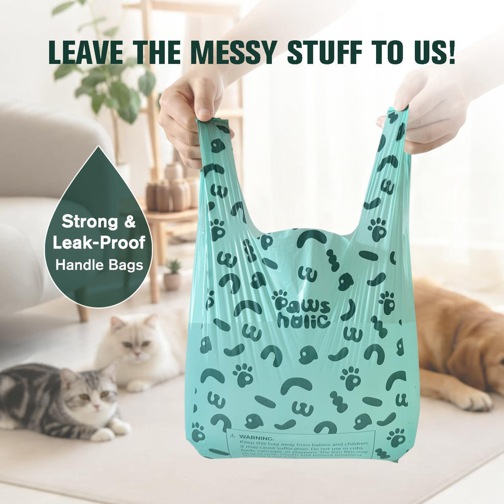 Cornstarch Based 180 Count 1.1 Gallon Lavender Scent Leak Proof Poop Bags with Handle V61780