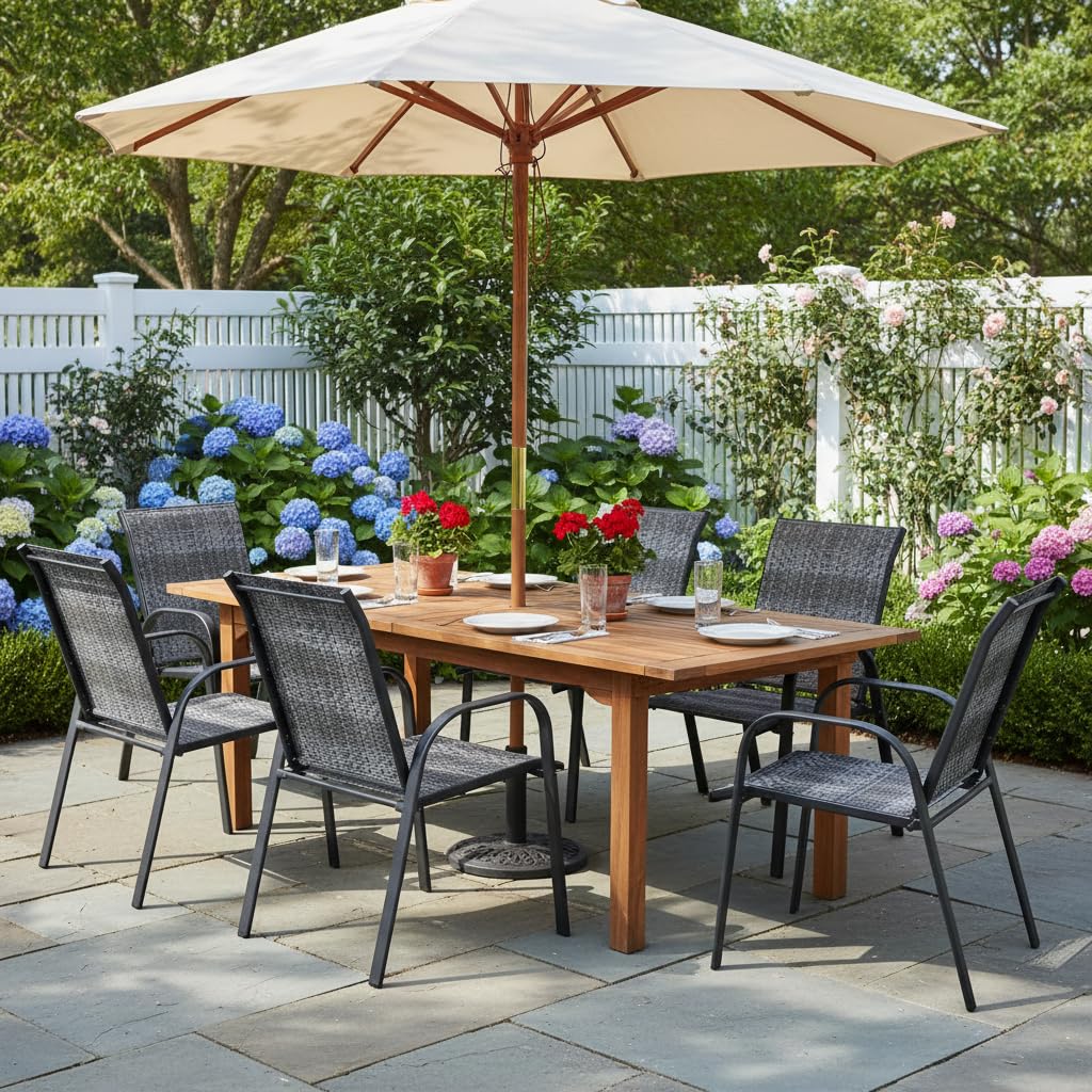 Stackable Wicker PE Rattan Patio Dining Chairs Set of 6 Y991