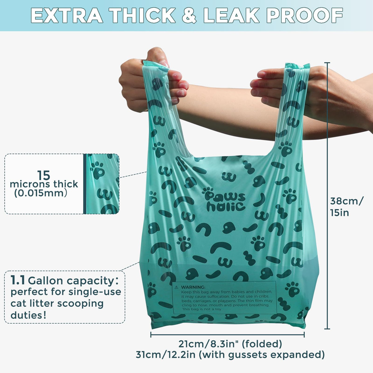Cornstarch Based 180 Count 1.1 Gallon Lavender Scent Leak Proof Poop Bags with Handle V61780