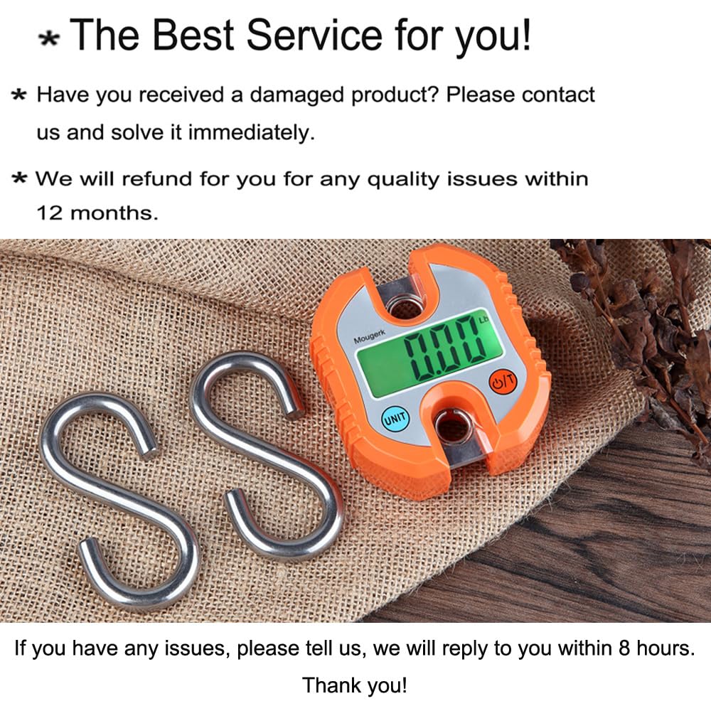 Digital Hanging Scale 300 lb 150 kg Portable Heavy Duty Orange E539538