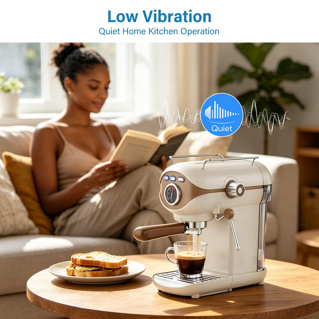 White Compact Espresso Machine with Milk Frother Z9384
