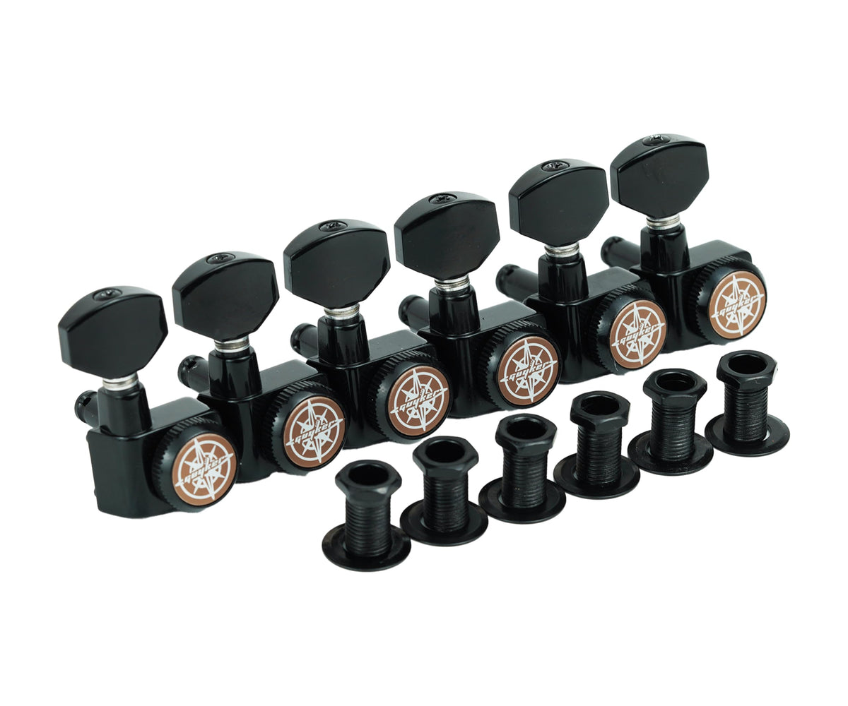 6 In-line Locking Guitar Tuners Black B2181