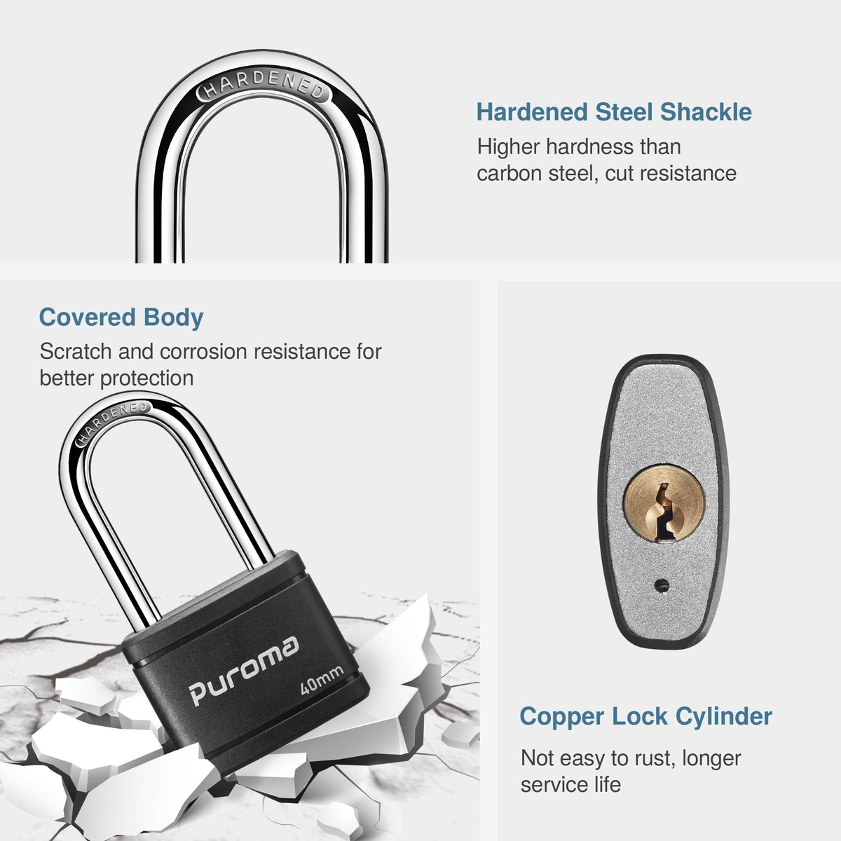 4 Keyed Padlock 6 Keys Alike 40mm R38019