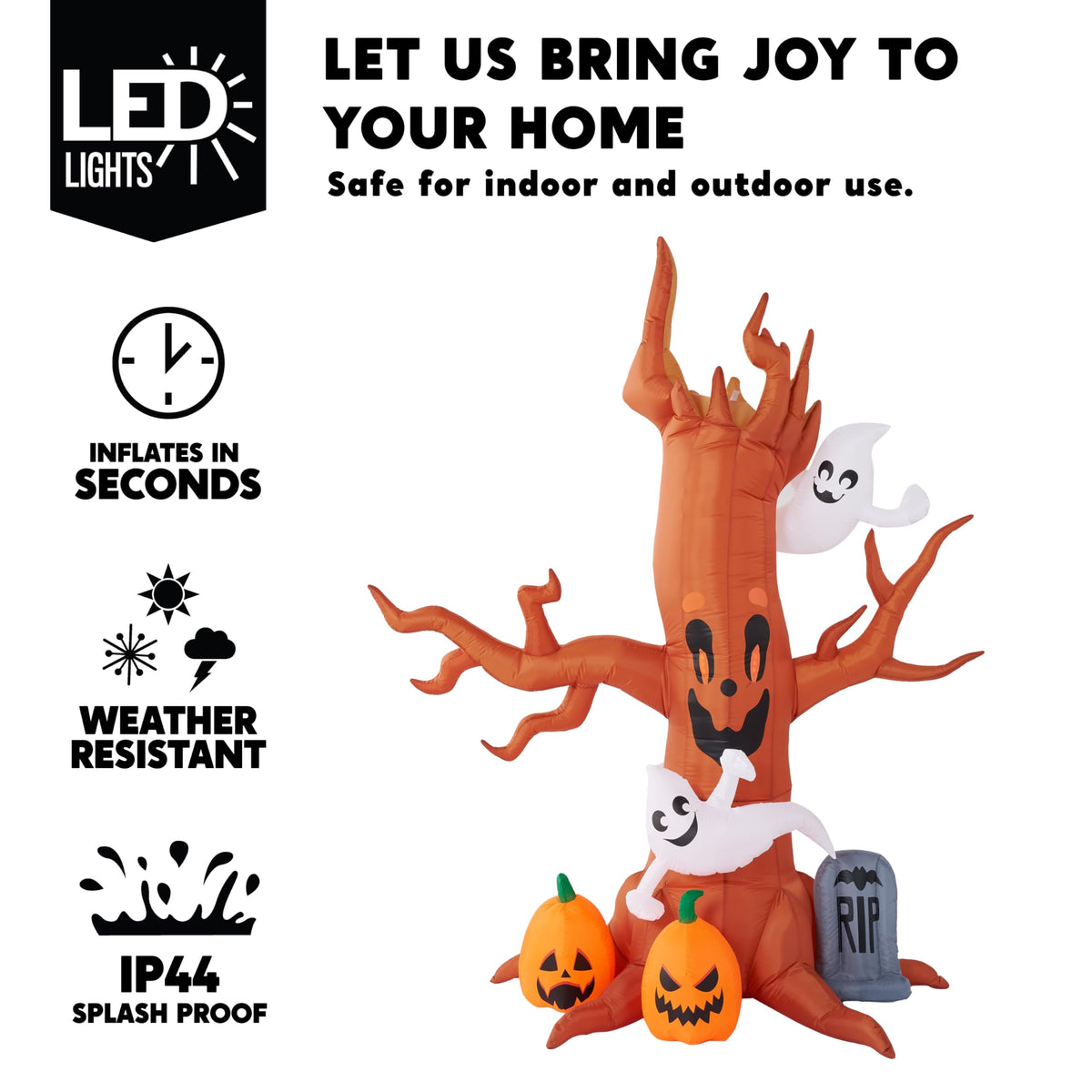 8FT Halloween Inflatable Tree with Ghost Pumpkin and Tombstone O59276