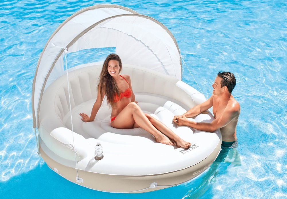 Inflatable Pool Float Lounge with Sunshade H955