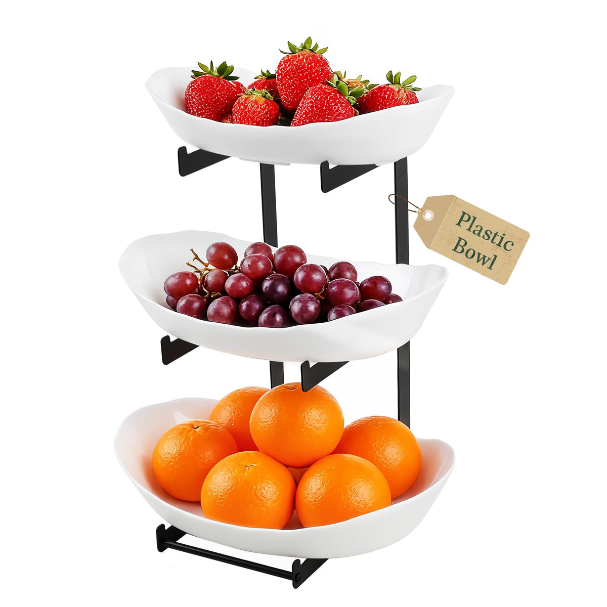 3 Tier White Plastic Fruit Bowl A395916
