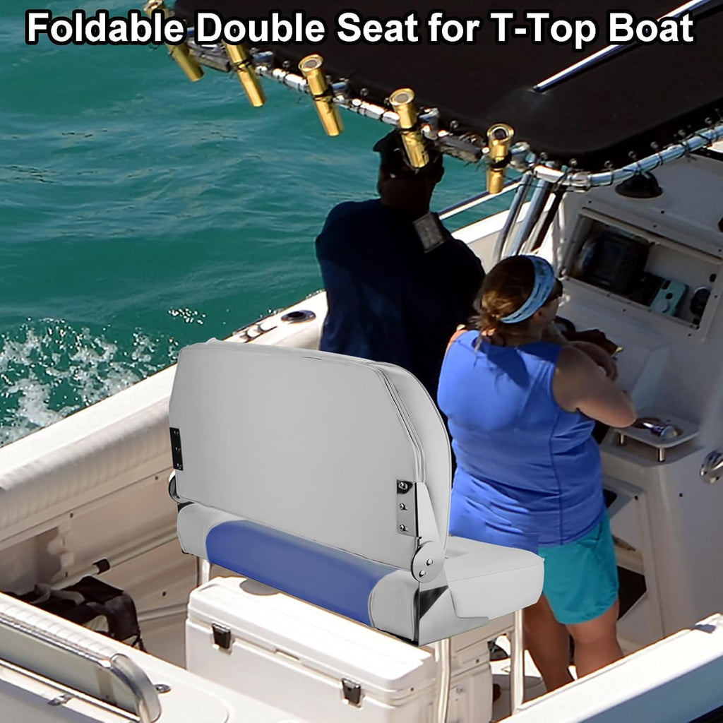 Folding Boat Seat Grey and Blue S921
