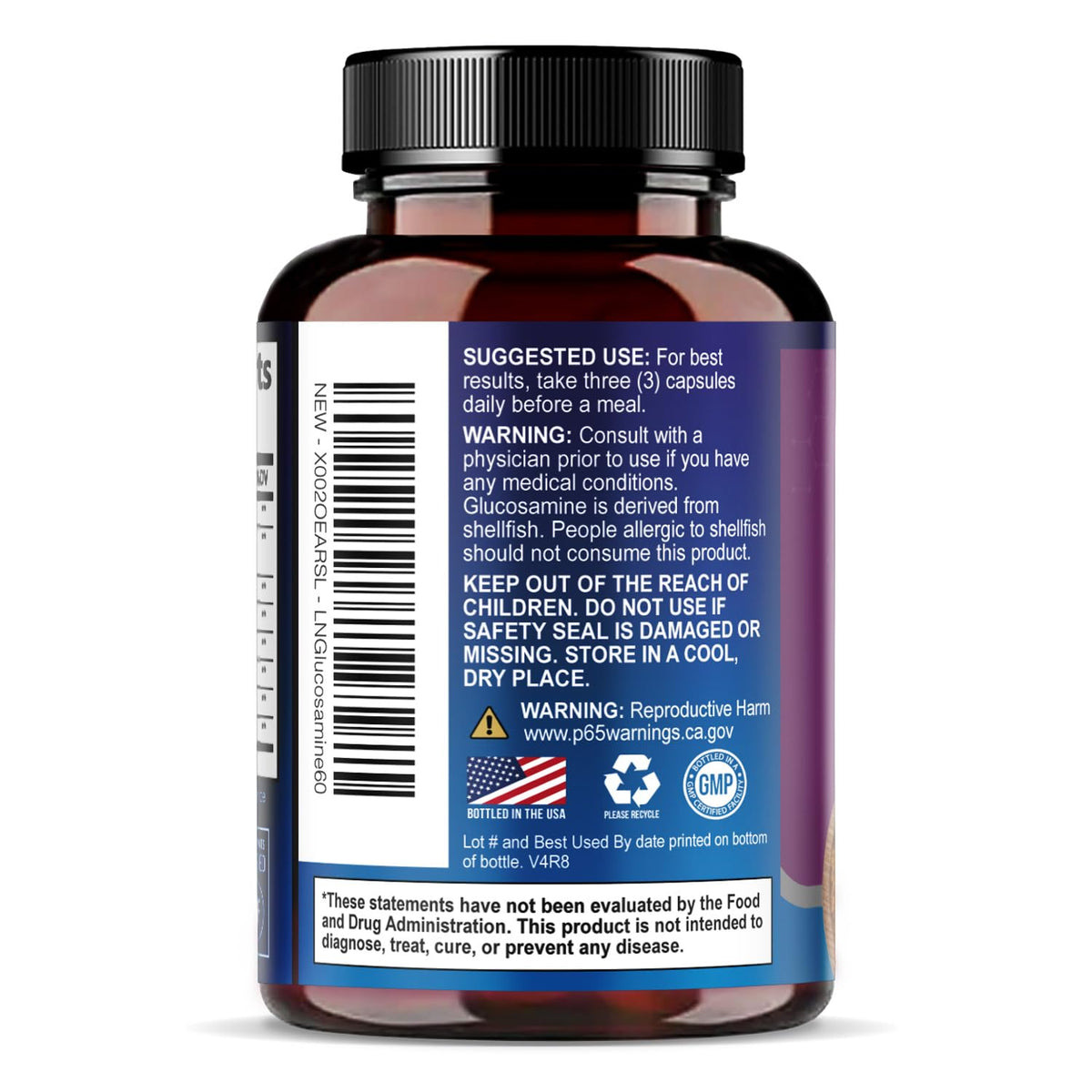 Glucosamine Chondroitin MSM Turmeric Boswellia 60 Capsules E163