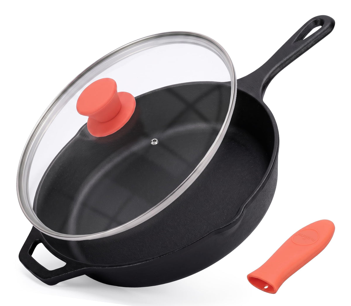 10" Pre-Seasoned Cast Iron Skillet with Glass Lid L350934