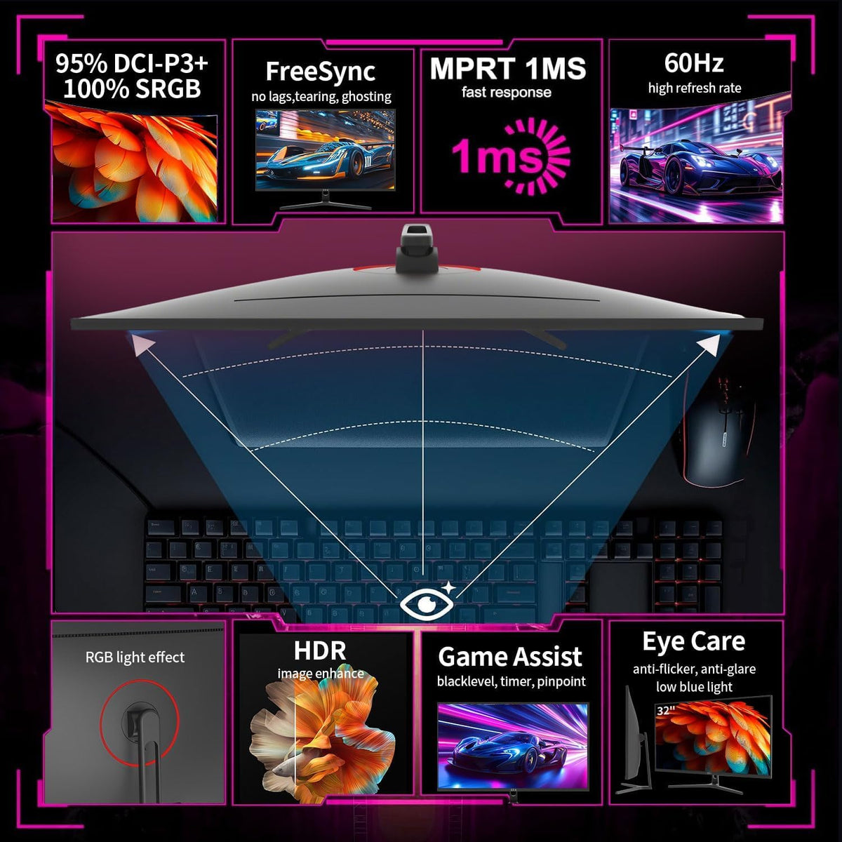 32" 4K UHD IPS Monitor 60Hz HDMI DP H9849