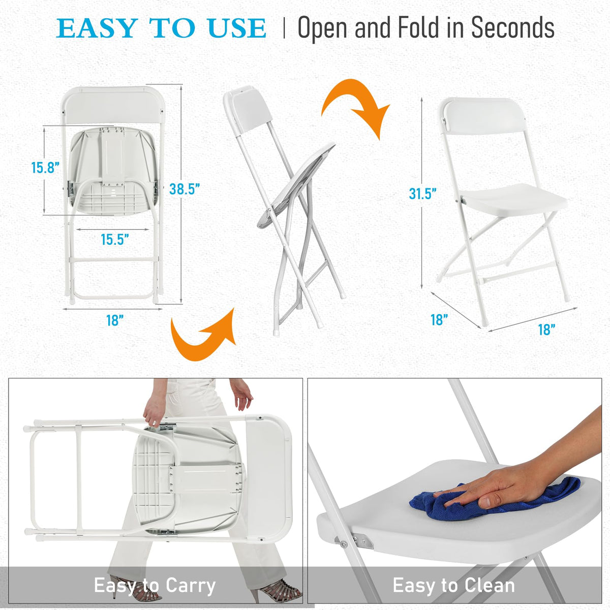 10 Pack White Plastic Folding Chairs X3852