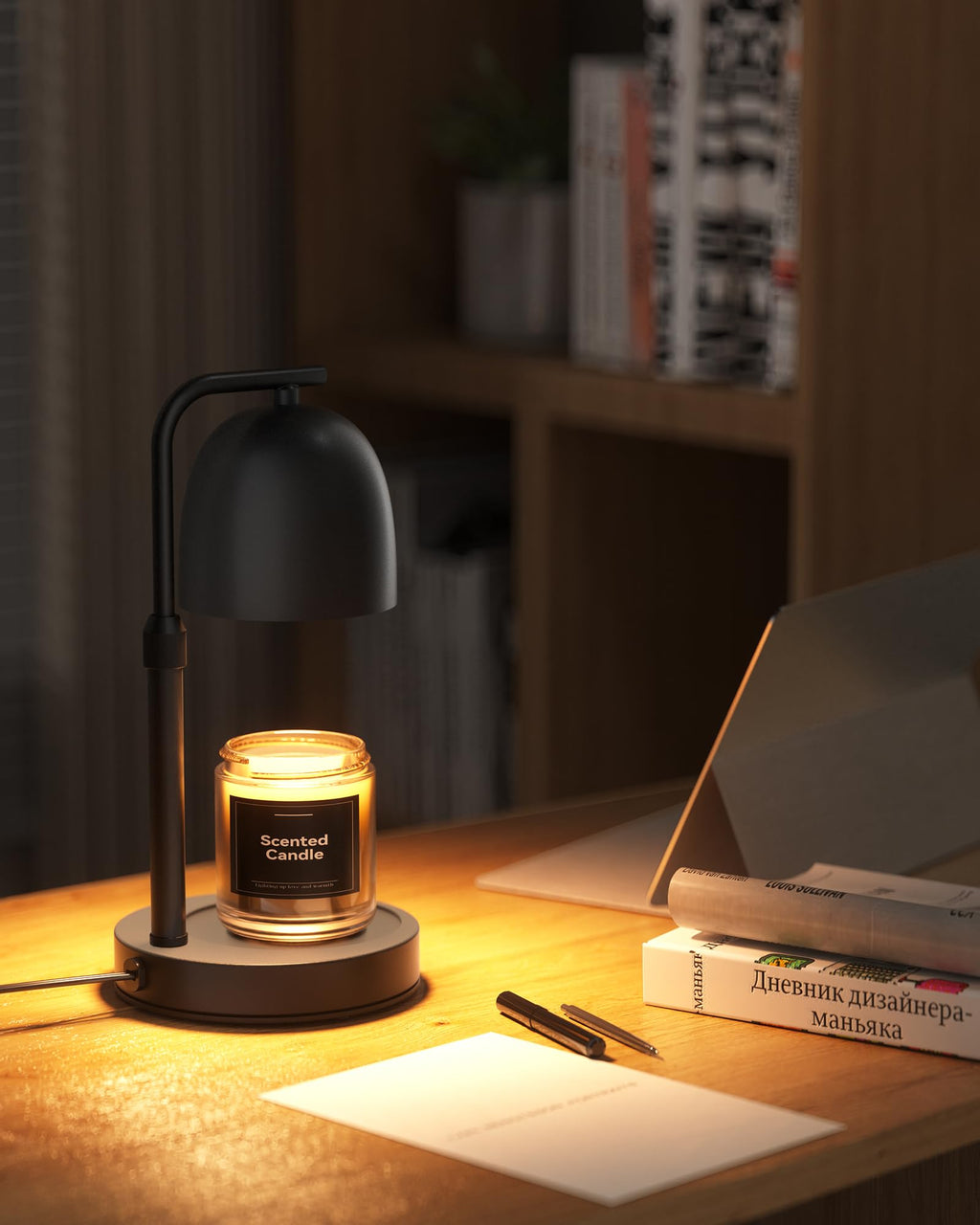 Black Adjustable Height Dimmable Candle Warmer Lamp with Timer Y87685