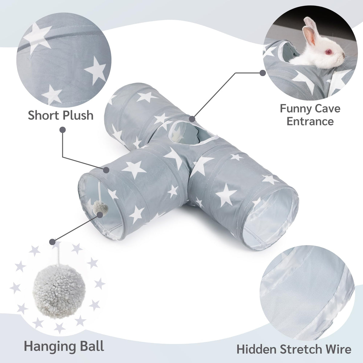 3 Way Collapsible Rabbit Tunnel Toy L7896