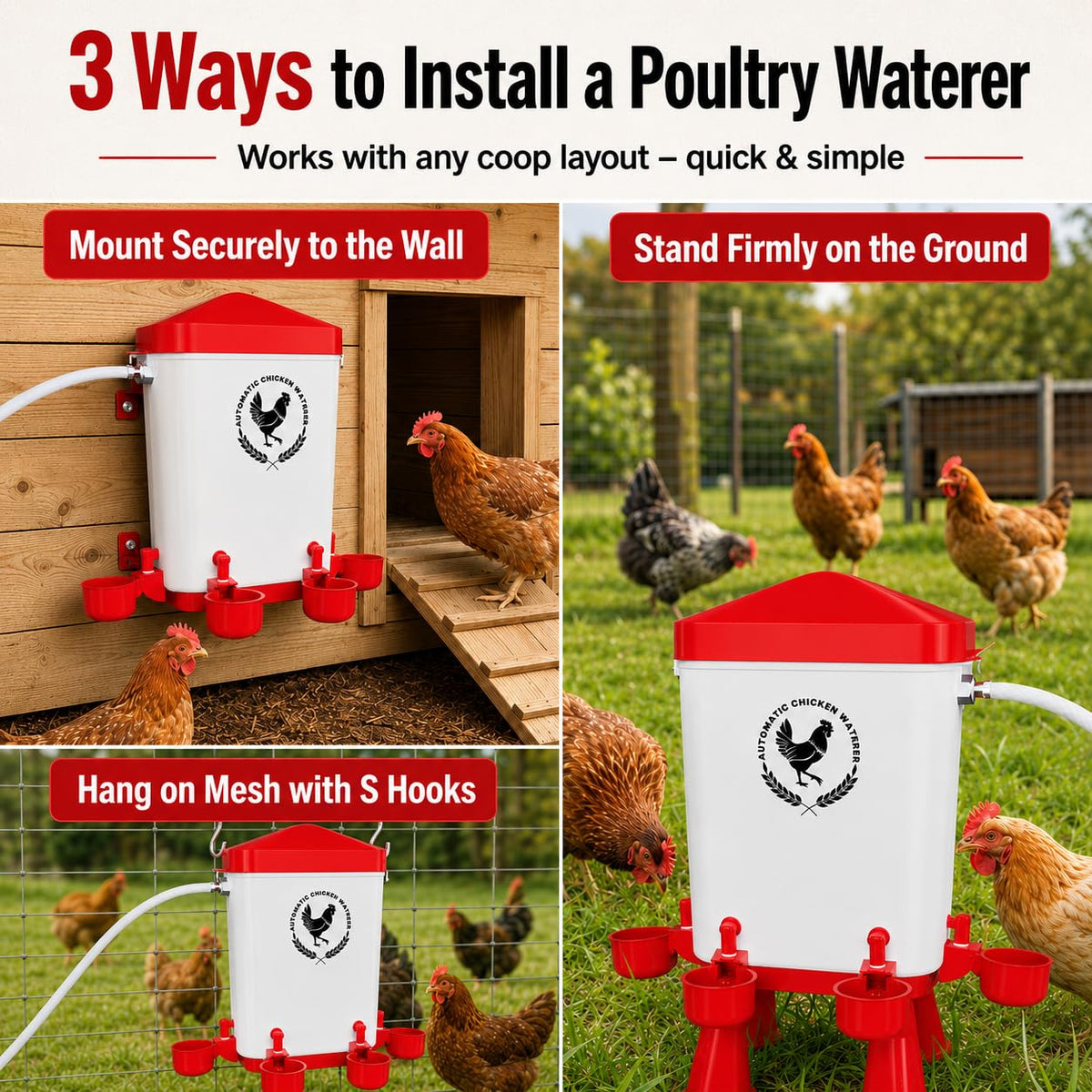 3 Gallon Chicken Waterer with 10 Cups N41939