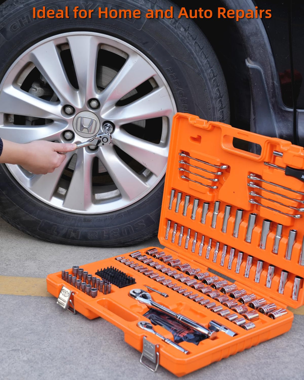 201pc Mechanics Tools Set, 1/2'', 1/4'', 3/8'' Drive Socket Set V651