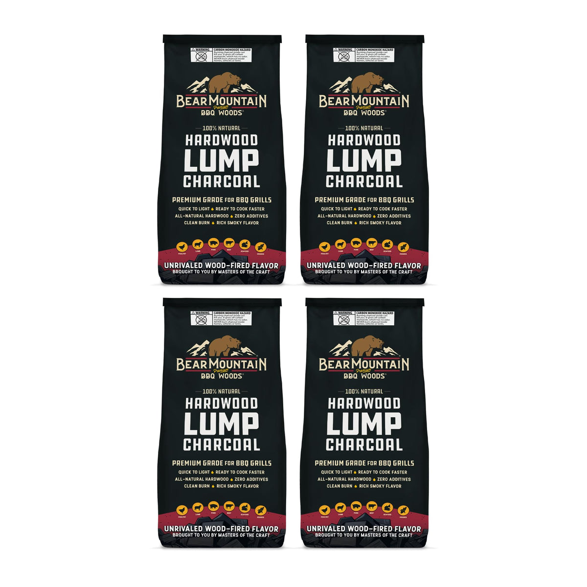 4 Pack Hardwood Lump Charcoal 16 Pounds G660885