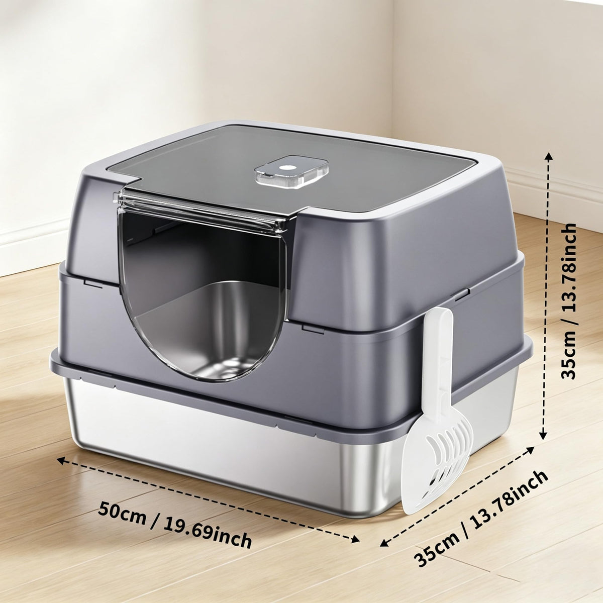 Fully Enclosed Stainless Steel Cat Litter Box B928