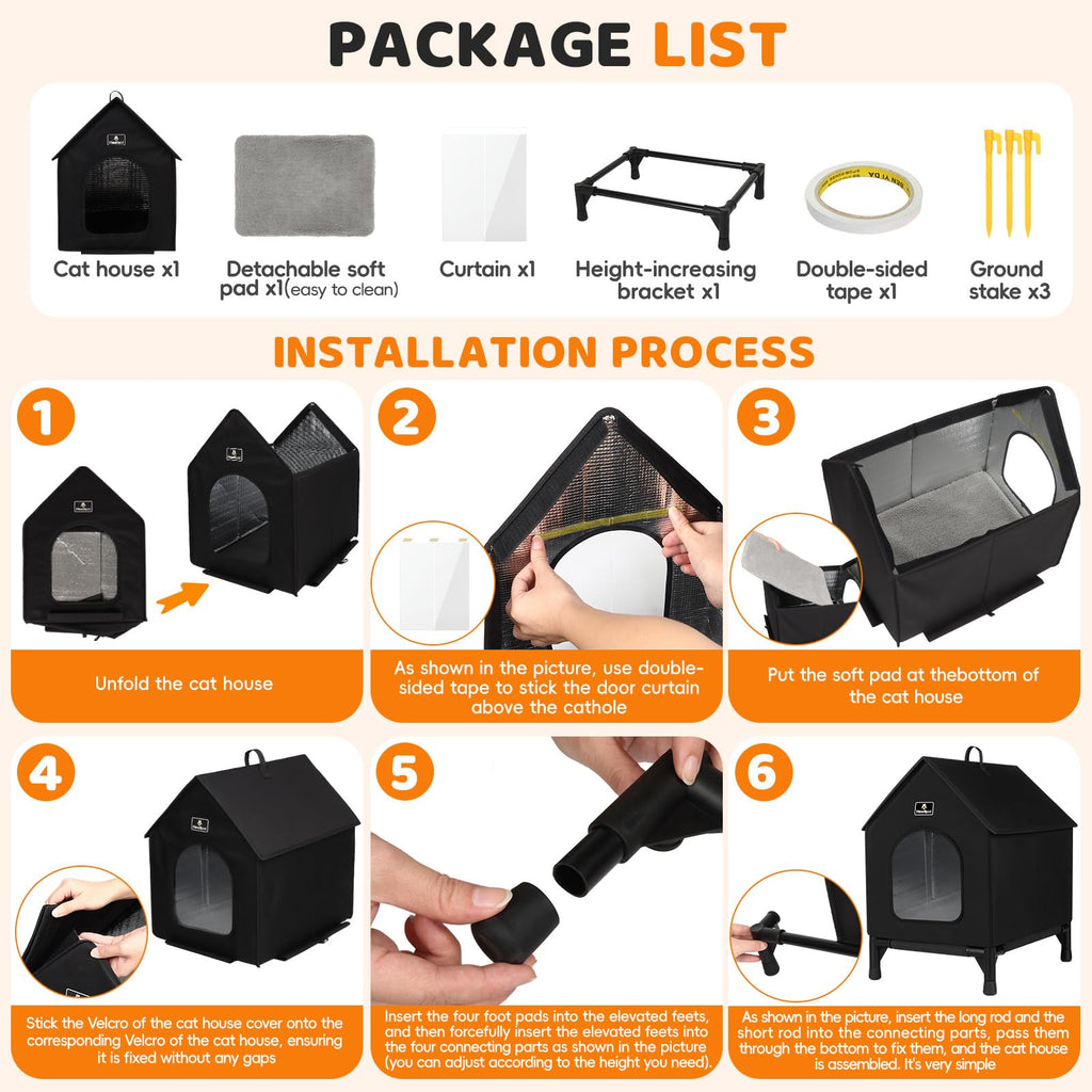 Outdoor Insulated Cat House with Removable Mat Q9397
