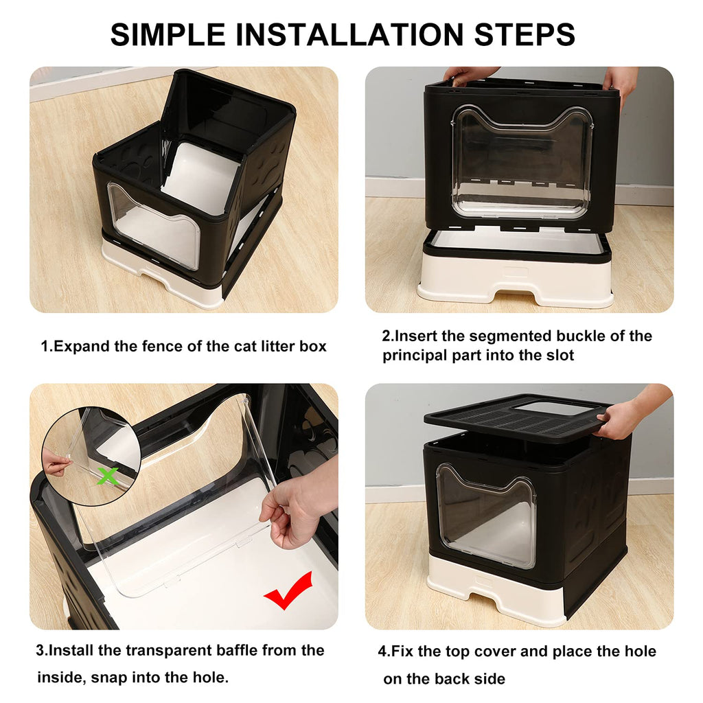 Foldable Large Cat Litter Box with Lid M219144