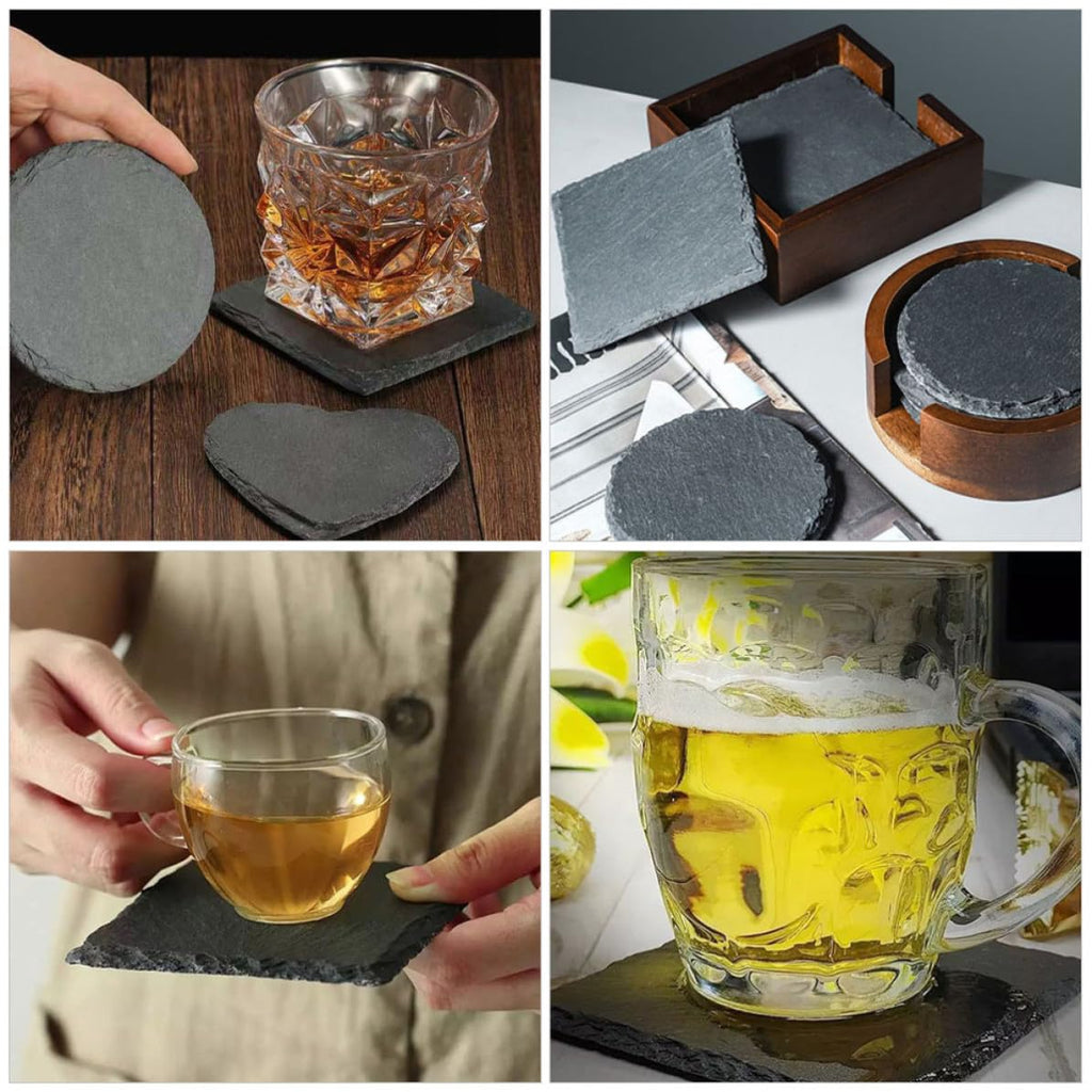 Natural Stone Coasters 12pcs with Non Slip Bottom V1383