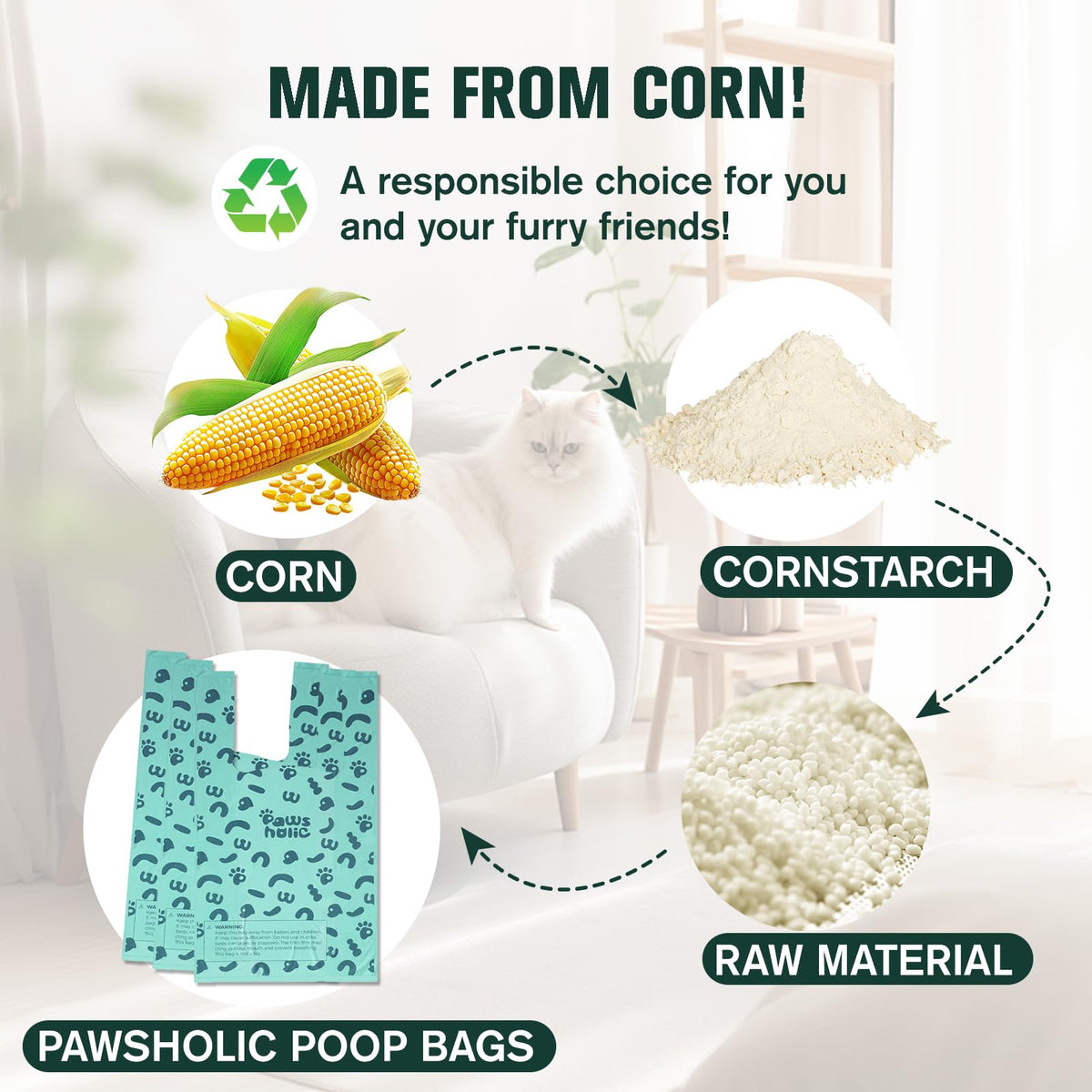 Cornstarch Based 180 Count 1.1 Gallon Lavender Scent Leak Proof Poop Bags with Handle V61780