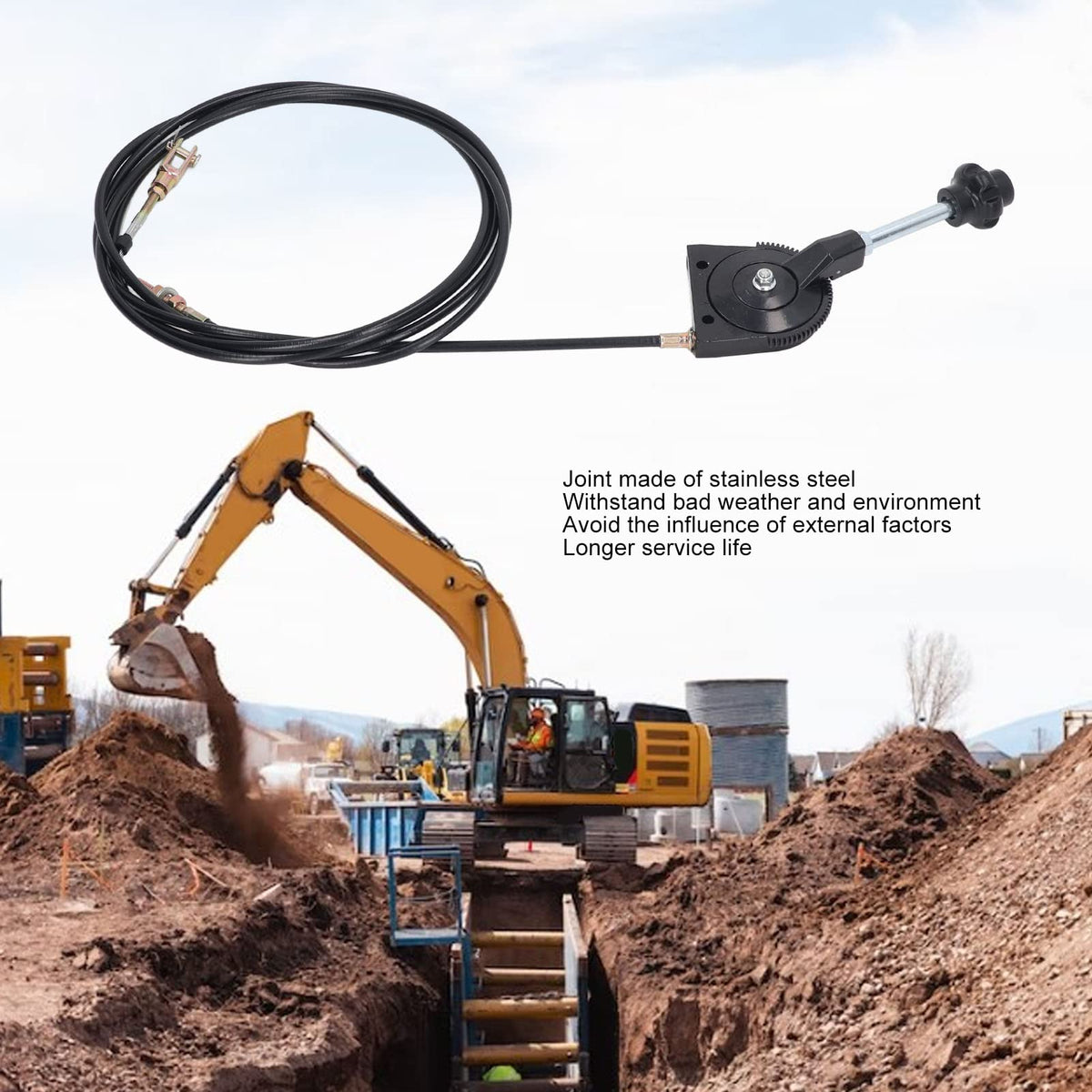 Excavator Throttle Cable 3.5M Manual Throttle Control Cable E227448
