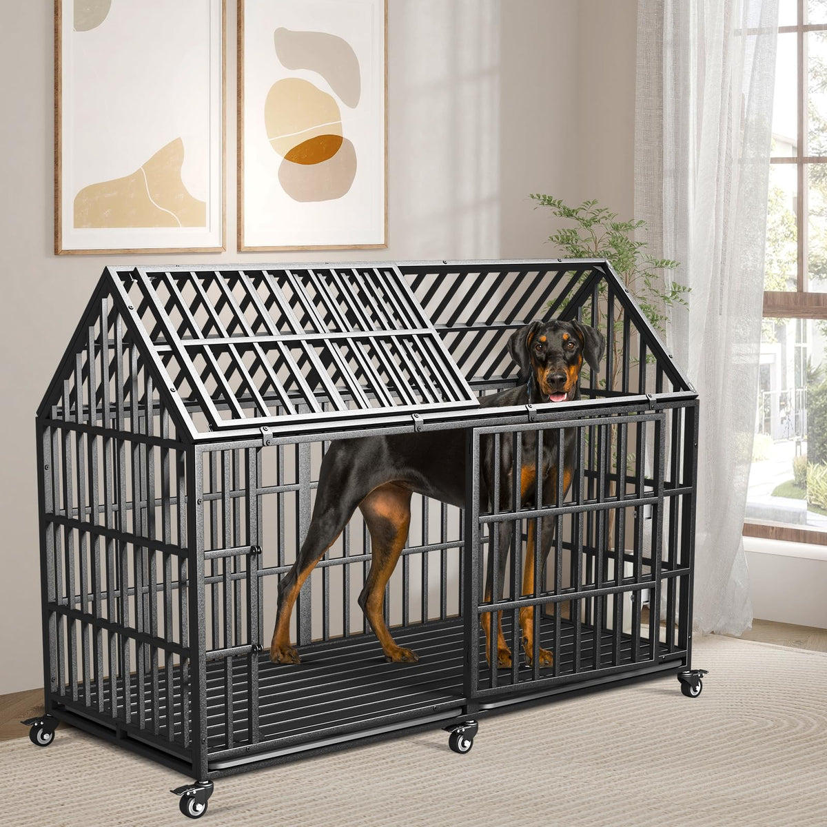 64 inches Heavy Duty Metal Dog Crate D93880