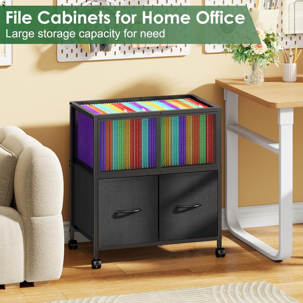 Rolling File Cart with 2 Fabric Drawers J91549