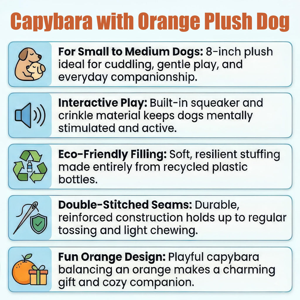 Soft Stuffed Squeaky Crinkle Capybara Dog Toy 8 Inch T7598