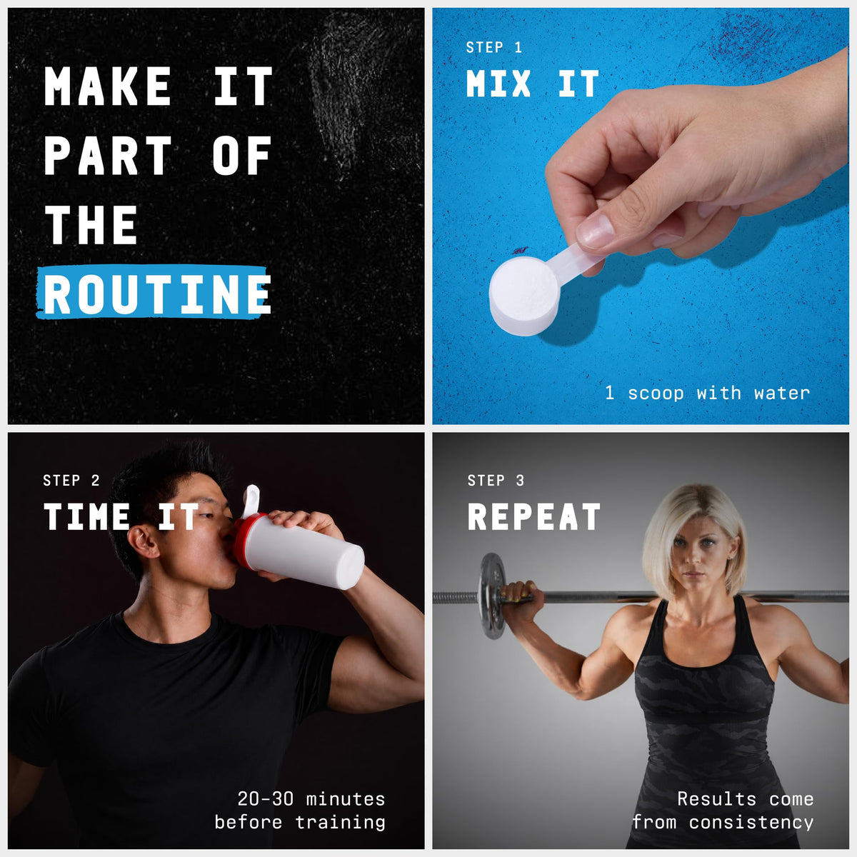 Pre-Workout Powder with Caffeine, L-Citrulline, Creatine, Beta-Alanine, 20 Servings U752633