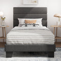 Twin Platform Bed Frame with Upholstered Fabric Headboard A7695