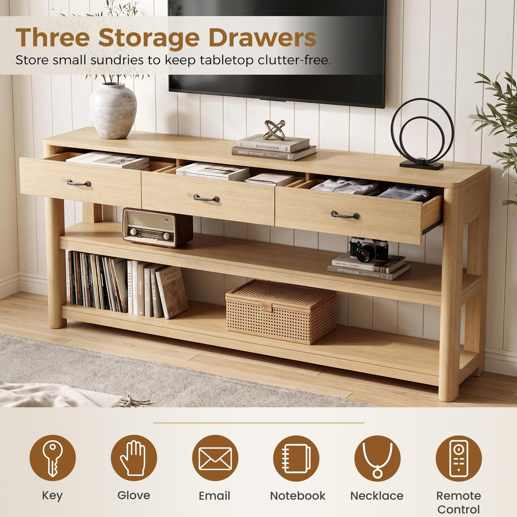 Oak Console Table with Storage Drawers Q217