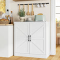 White 36" Metal Storage Cabinet with Doors and 2 Adjustable Shelves P99416