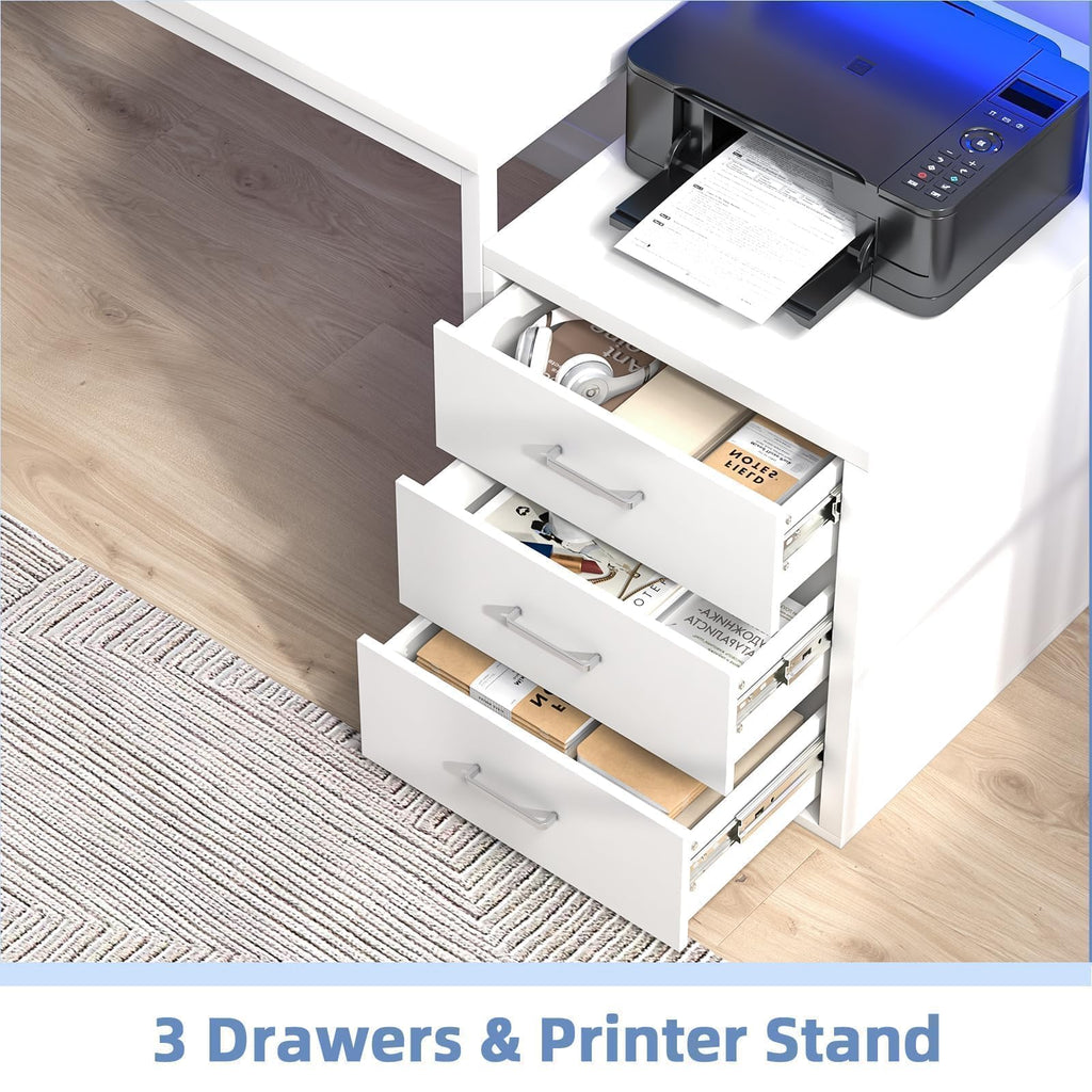 White Office Desk with 3 Drawers E1398