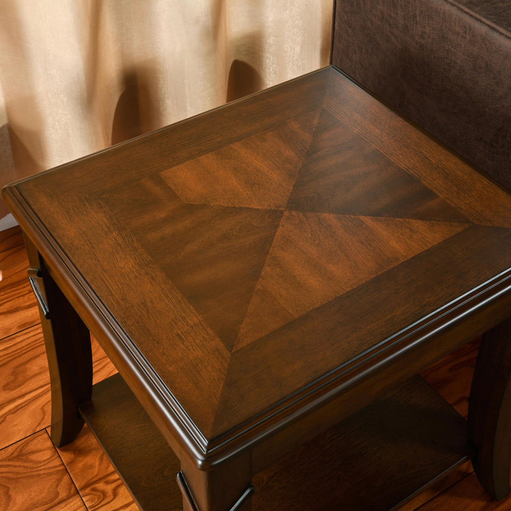 Wooden 2-Tier End Table with Shelf L5821