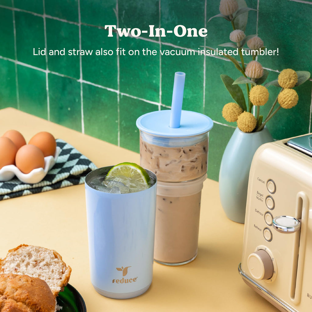 20oz Vacuum Insulated Glass Tumbler with Straw & Lid H44816