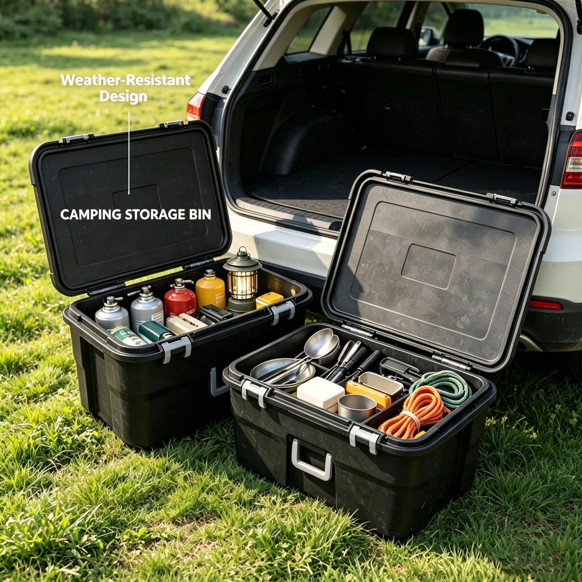 2 Pack 22 Gallon Black Wheeled Lockable Plastic Storage Trunk C209