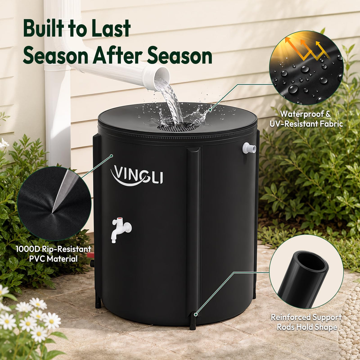 Collapsible 50 Gallon Rain Barrel H673413