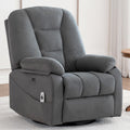 Velvet Grey Power Swivel Rocker Recliner with Massage and Heat C63667