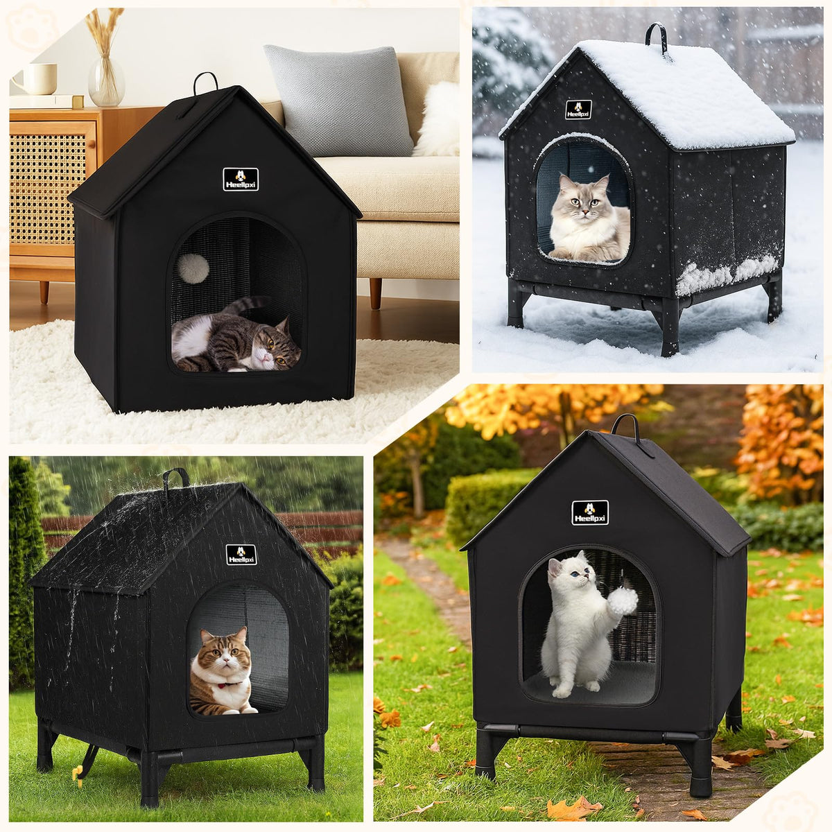 Outdoor Insulated Cat House with Removable Mat Q9397