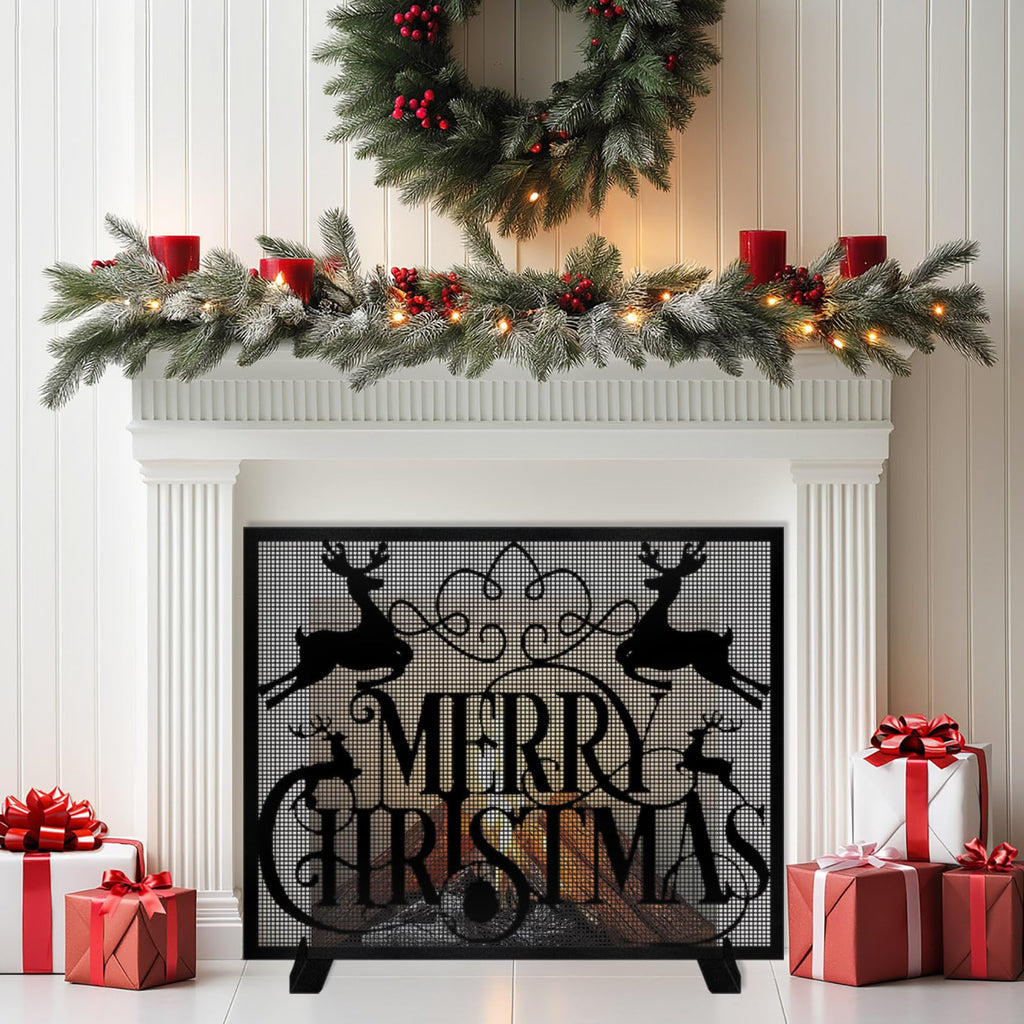 Christmas Fireplace Screen B8525