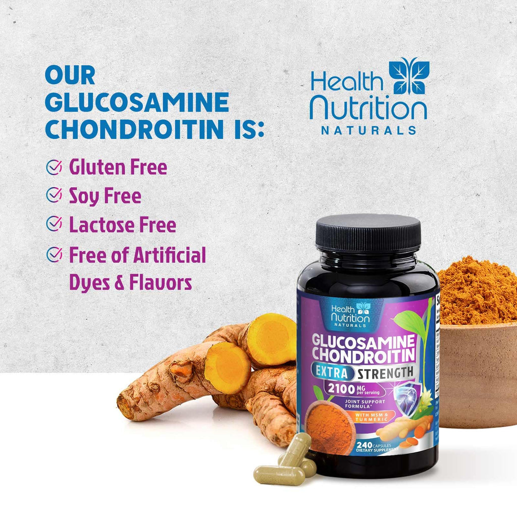 Glucosamine Chondroitin MSM Turmeric Boswellia 60 Capsules E163
