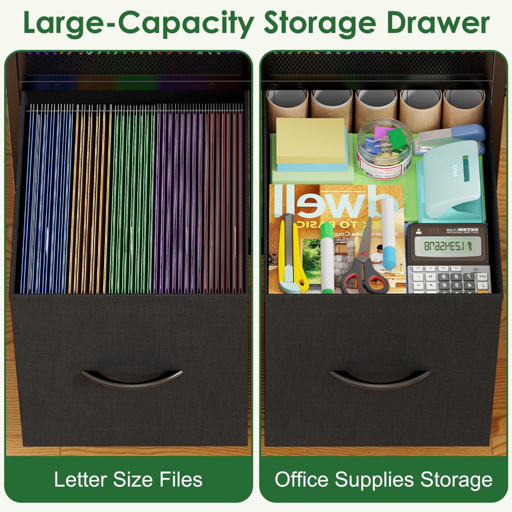 Rolling File Cart with 2 Fabric Drawers J91549