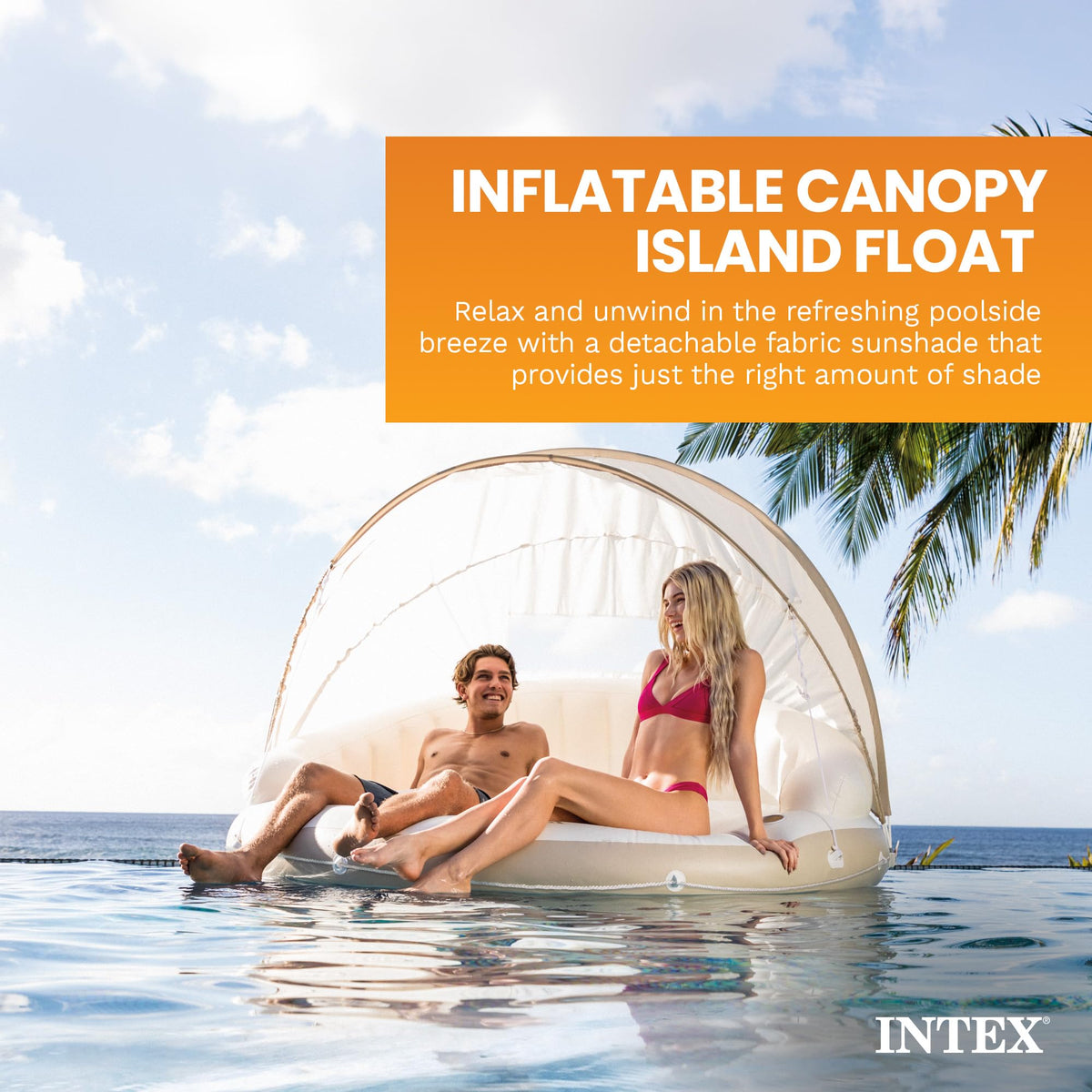 Inflatable Pool Float Lounge with Sunshade H955