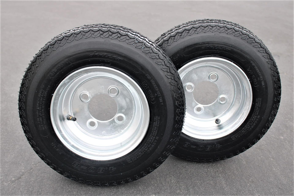 4.80-8 Trailer Tire & Wheel, 6 Ply, 4 Lug Galvanized, Set of 2 T11176