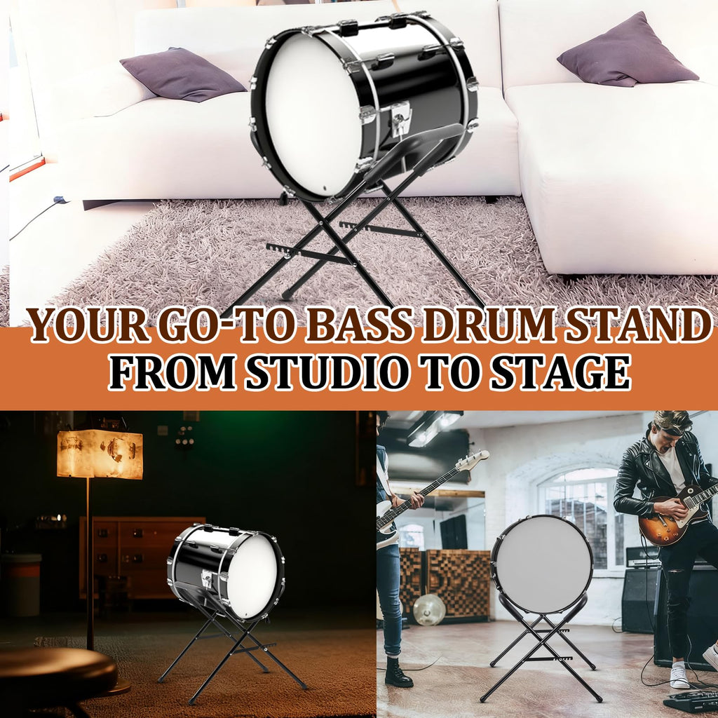 Heavy Duty Folding Bass Drum Stand Adjustable 21 Inches Steel Z55545