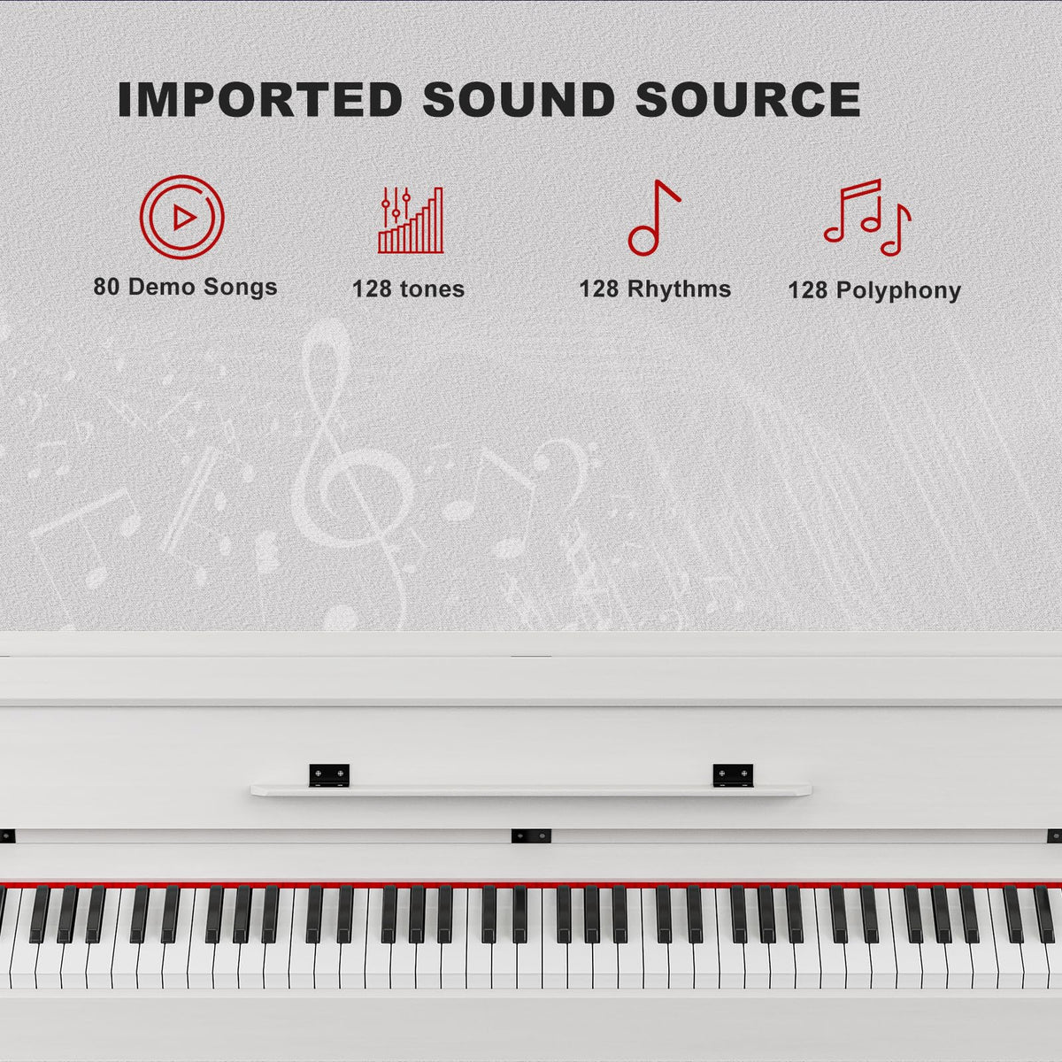 88 Weighted Key Digital Piano with Duet Piano Bench, Full Size Heavy Hammer Weighted Action Electric Piano Keyboard with USB MIDI, White G5771