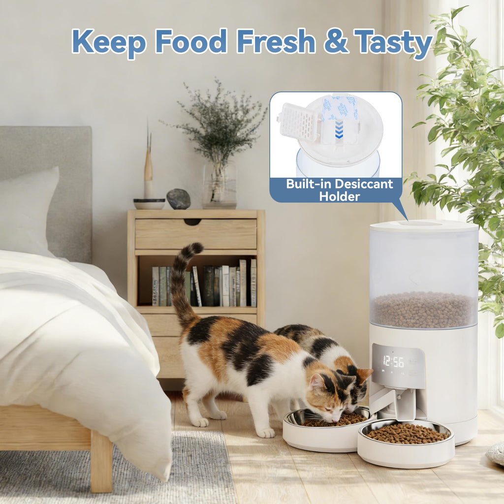 Automatic Cat Feeder for 2 Cats, 6L White X17605