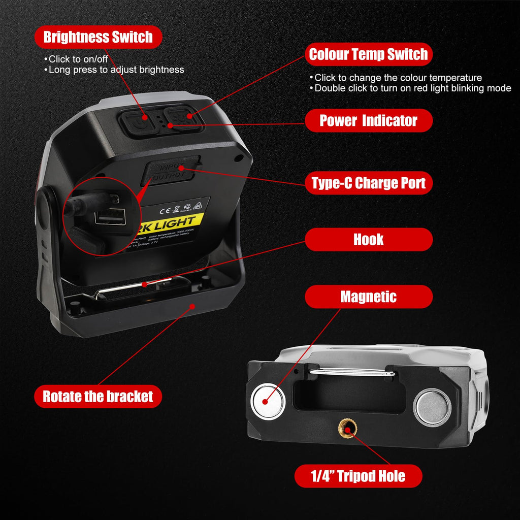 Magnetic Rechargeable Job Site Light with Hook T9670